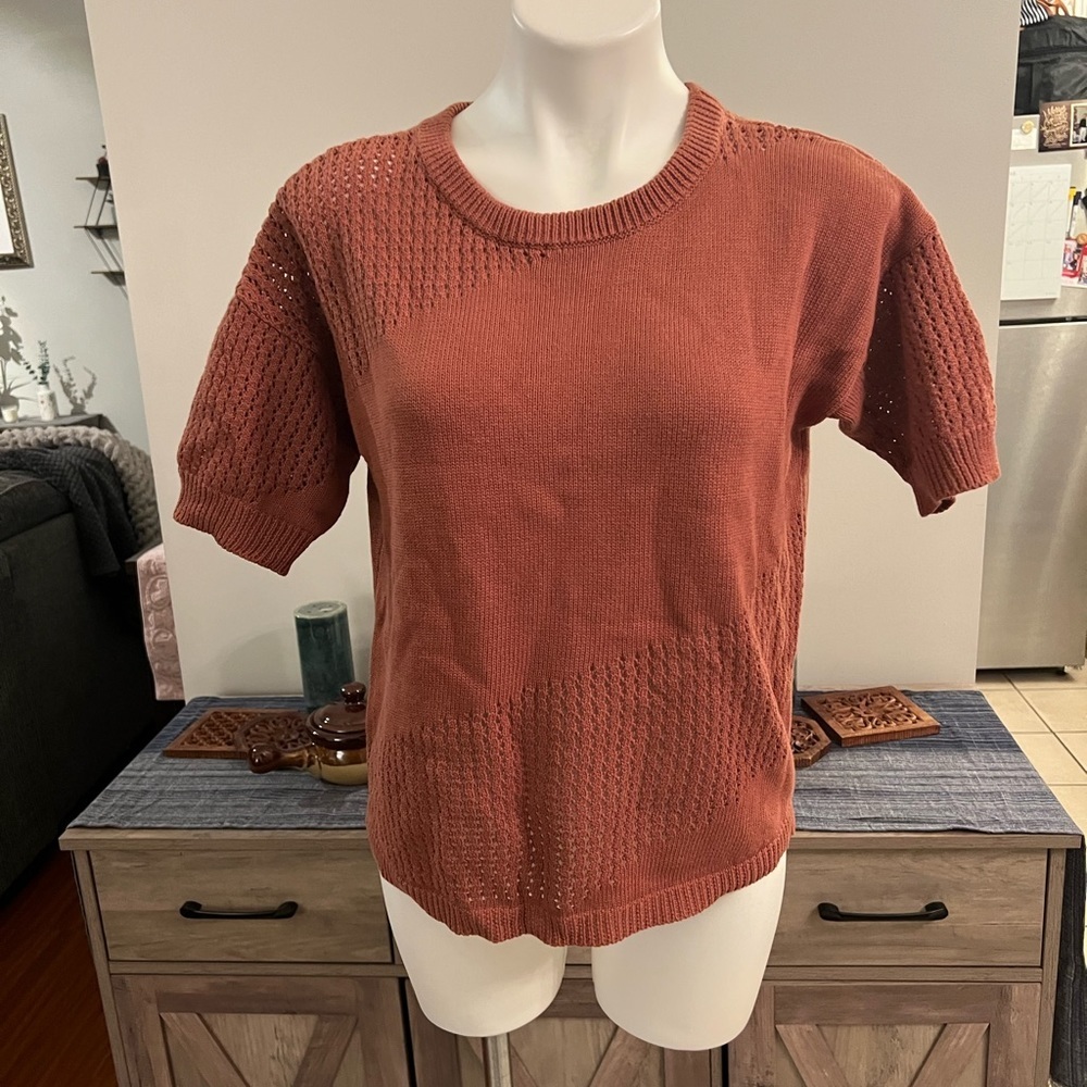 Minne burnt orange short sleeve sweater